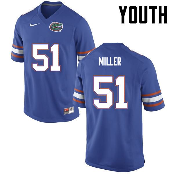 NCAA Florida Gators Ventrell Miller Youth #51 Nike Blue Stitched Authentic College Football Jersey CXY5464HC